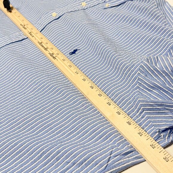 NWT $110 Polo Ralph Lauren Untucked Blue SS Button Shirt Crinkle Cotton Men 3XB - Picture 6 of 7